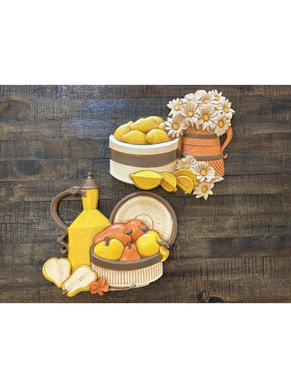 Vintage 1980s Syroco HOMCO Kitchen Plaques 3D Wall Decor Daisies